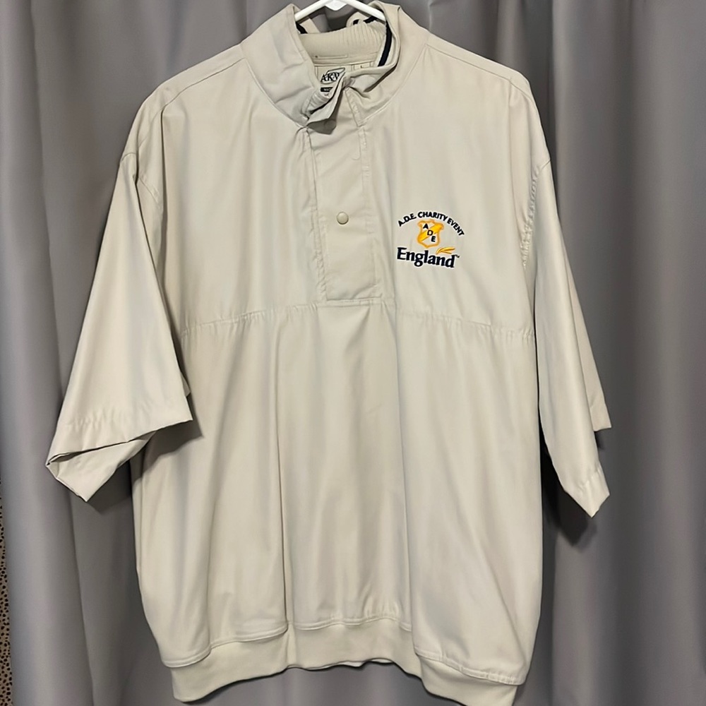 Men’s AKWA ALL WEATHER SHORT SLEEVE GOLF JACKET size large color, khaki